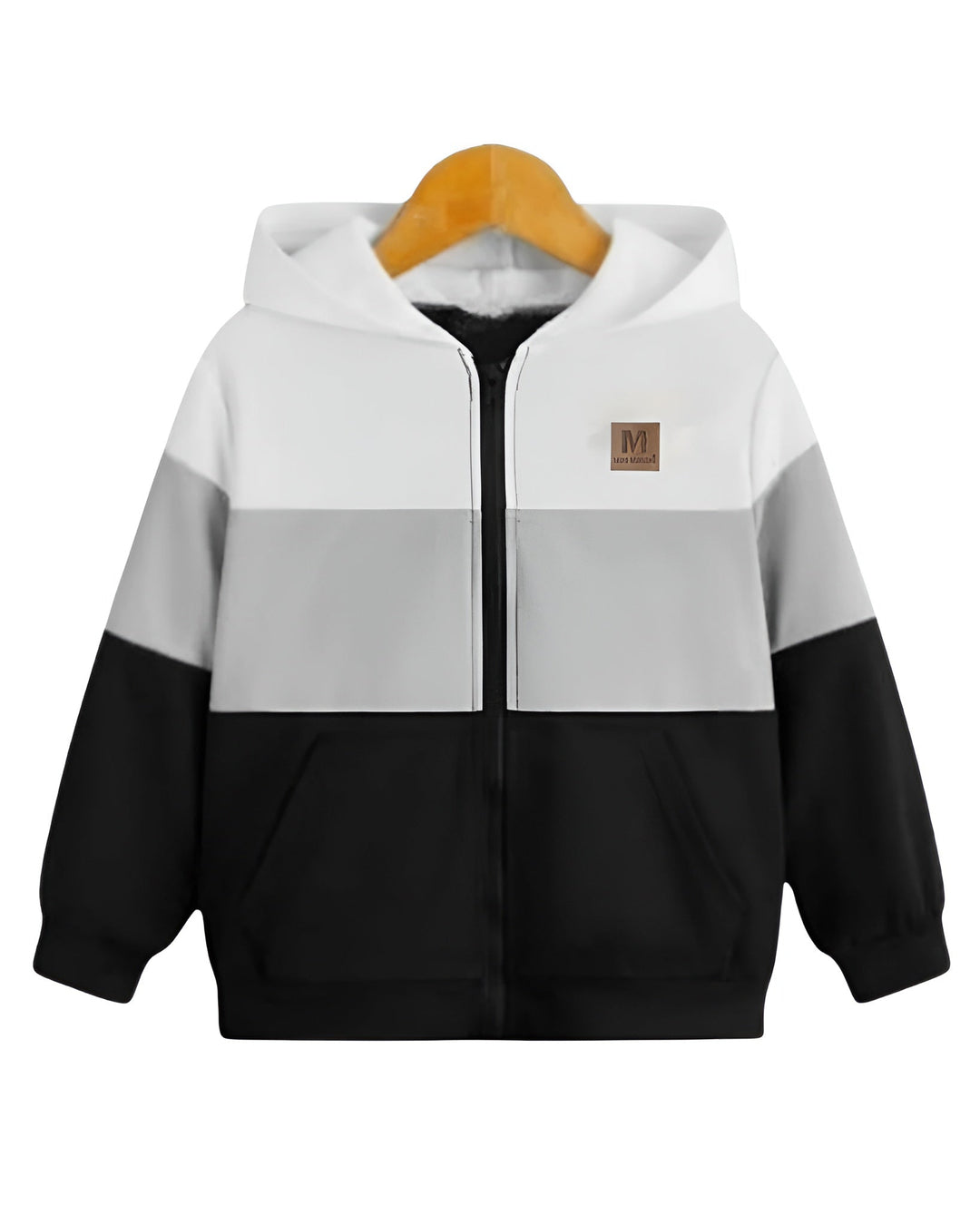WHITE & GREY FLEECE HOODIE