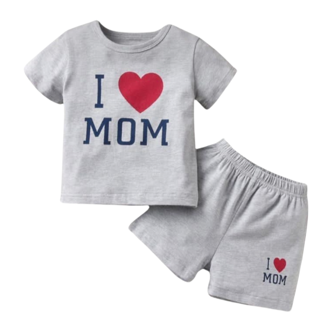 I LOVE MOM SHORT SET