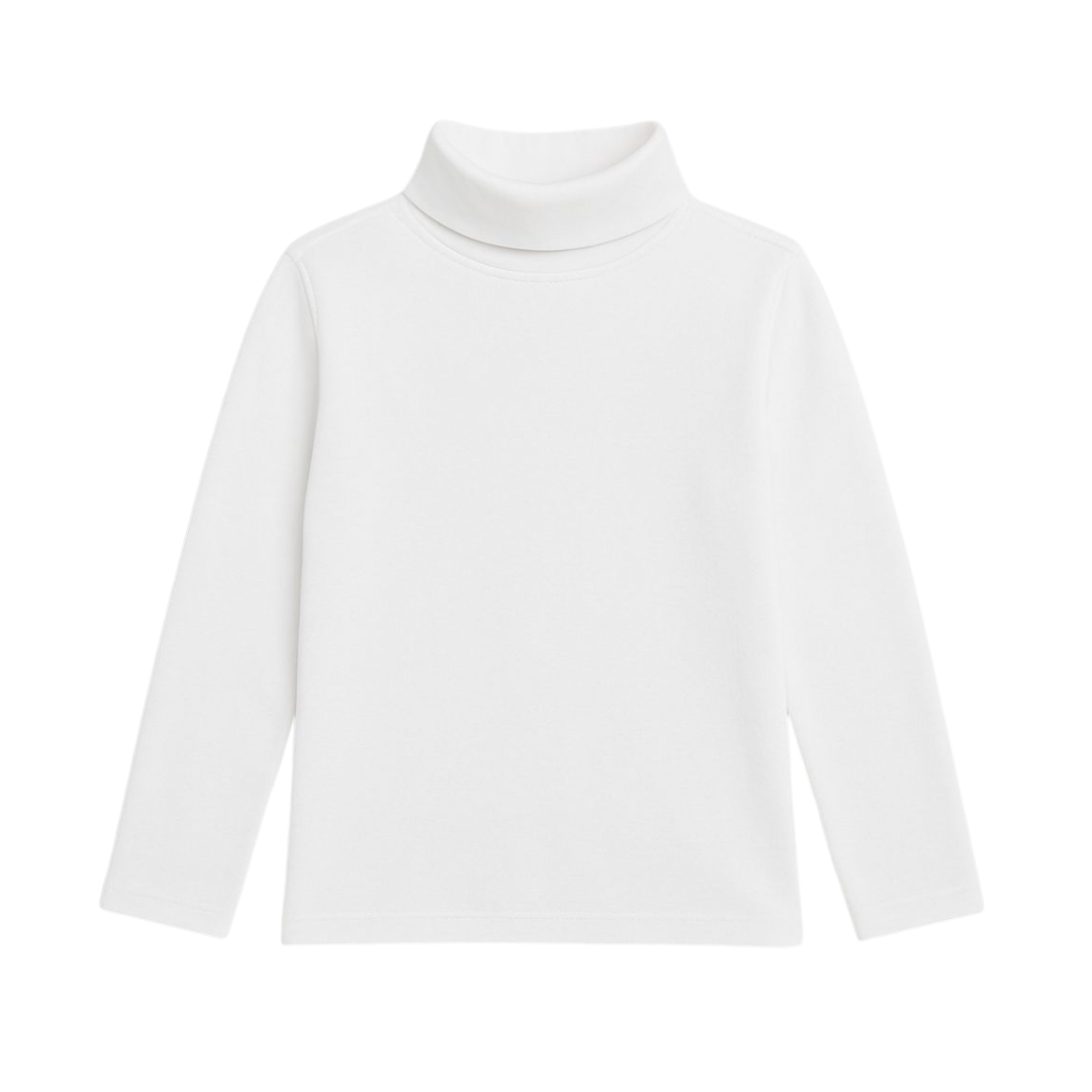 WHITE CLASSIC FLEECE HIGH NECK