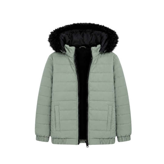 C GREEN FUR PUFFER JACKET
