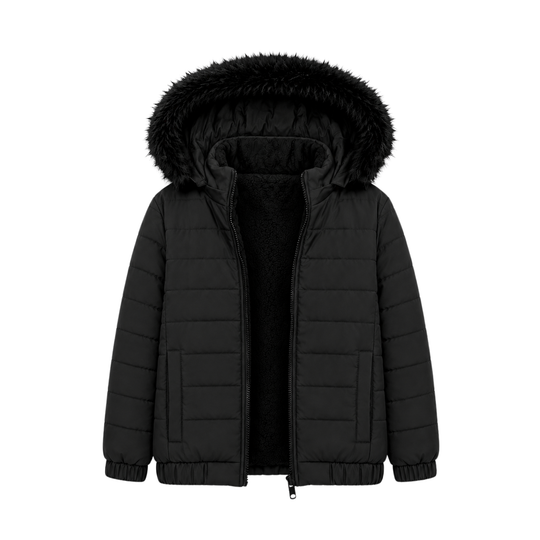 BLACK FUR PUFFER JACKET