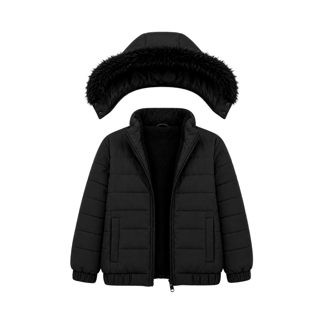 BLACK FUR PUFFER JACKET