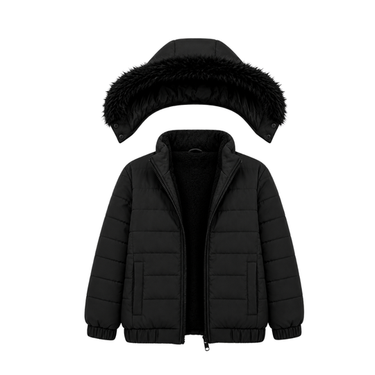 BLACK FUR PUFFER JACKET