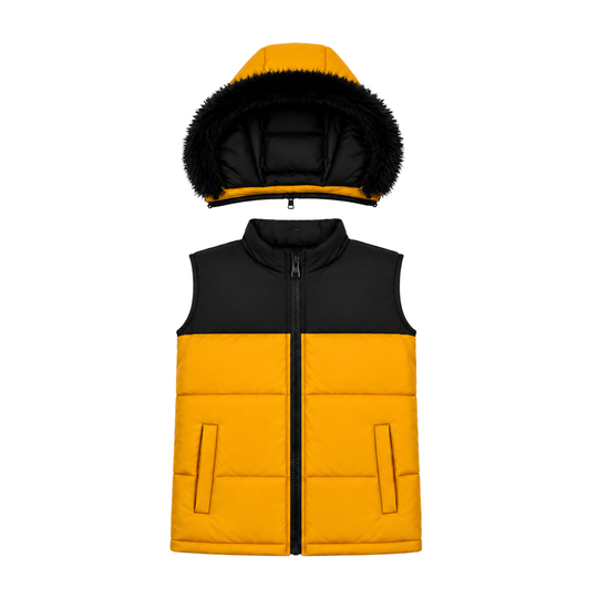 ORANGE SLEEVELESS PUFFER JACKET