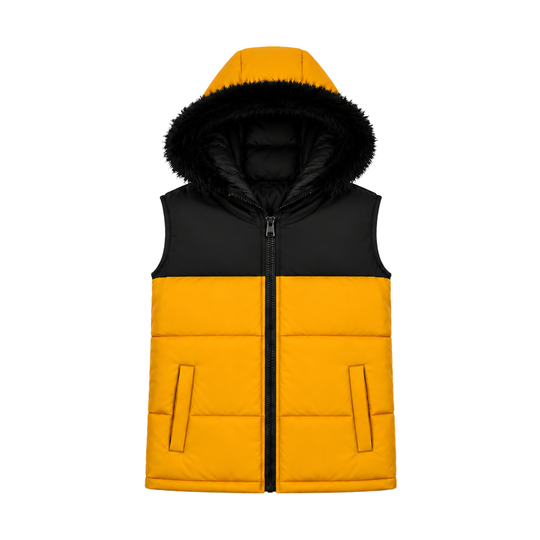 ORANGE SLEEVELESS PUFFER JACKET