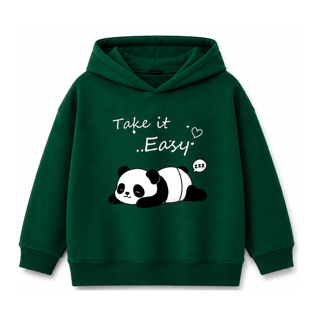 GREEN PANDA FLEECE HOODIE