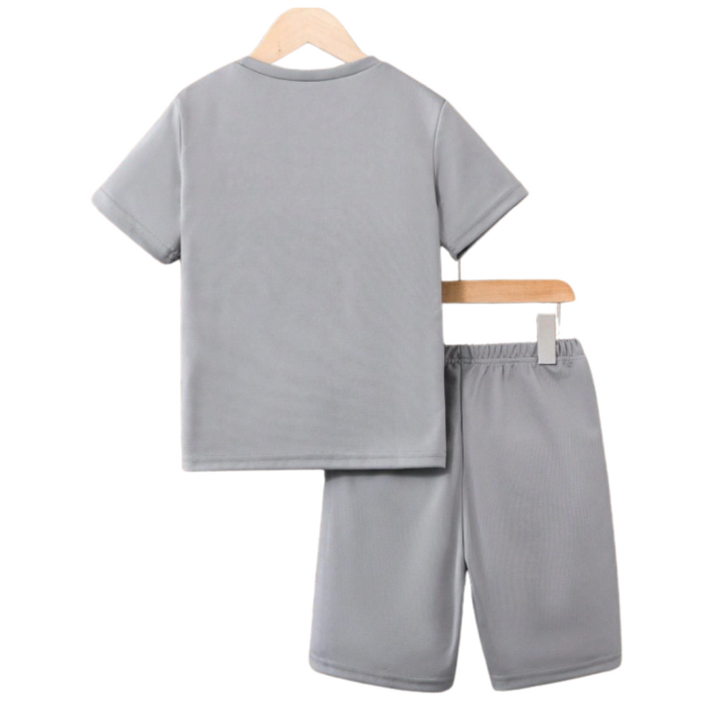 GREY PIPING SHORT SET